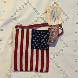 Christiana American Flag Beaded Pouch